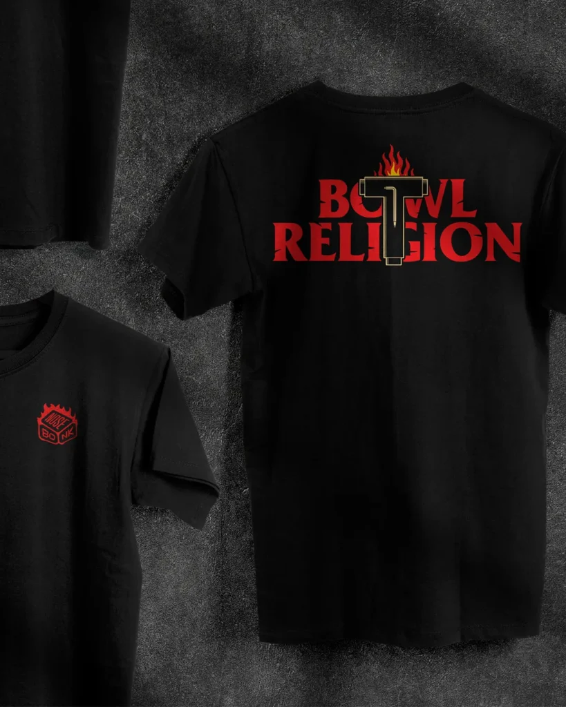 Bowl Religion T-Shirt product layout – black version