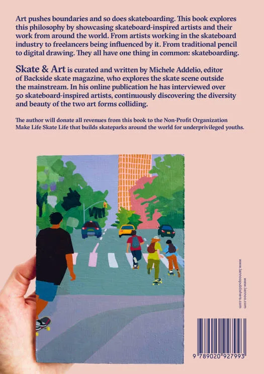 Diseño de portada y contraportada del libro Skate & Art publicado por Lannoo, con obras de Erik Ziegler. Book cover and back cover design of Skate & Art published by Lannoo