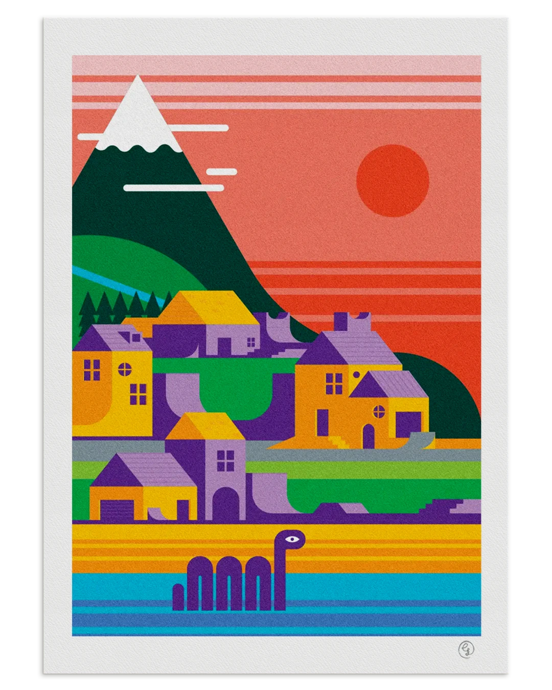 Mockup_by_nosebonk_A3-1080x1920_croped copy Skate art print of a colorful island paradise with ramps, houses, mountains and a sea creature – by Nosebonk