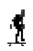 Animate gif of a pixelated skater pushing