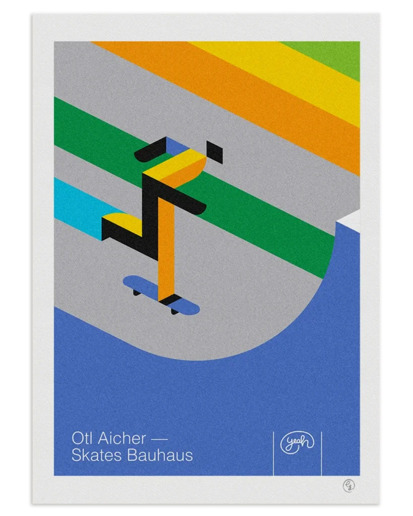 skate-art-print-otl-aicher-skates-bauhaus-nosebonk Skate art print inspired by Otl Aicher and Bauhaus graphics – abstract skater in motion by Nosebonk