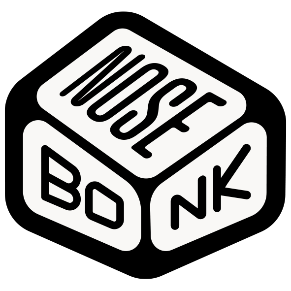 skate-magnet-nosebonk-cube-logo-5x5cm Nosebonk Skateboarding magnet design featuring the Nosebonk cube logo in black and white – bold and playful branding