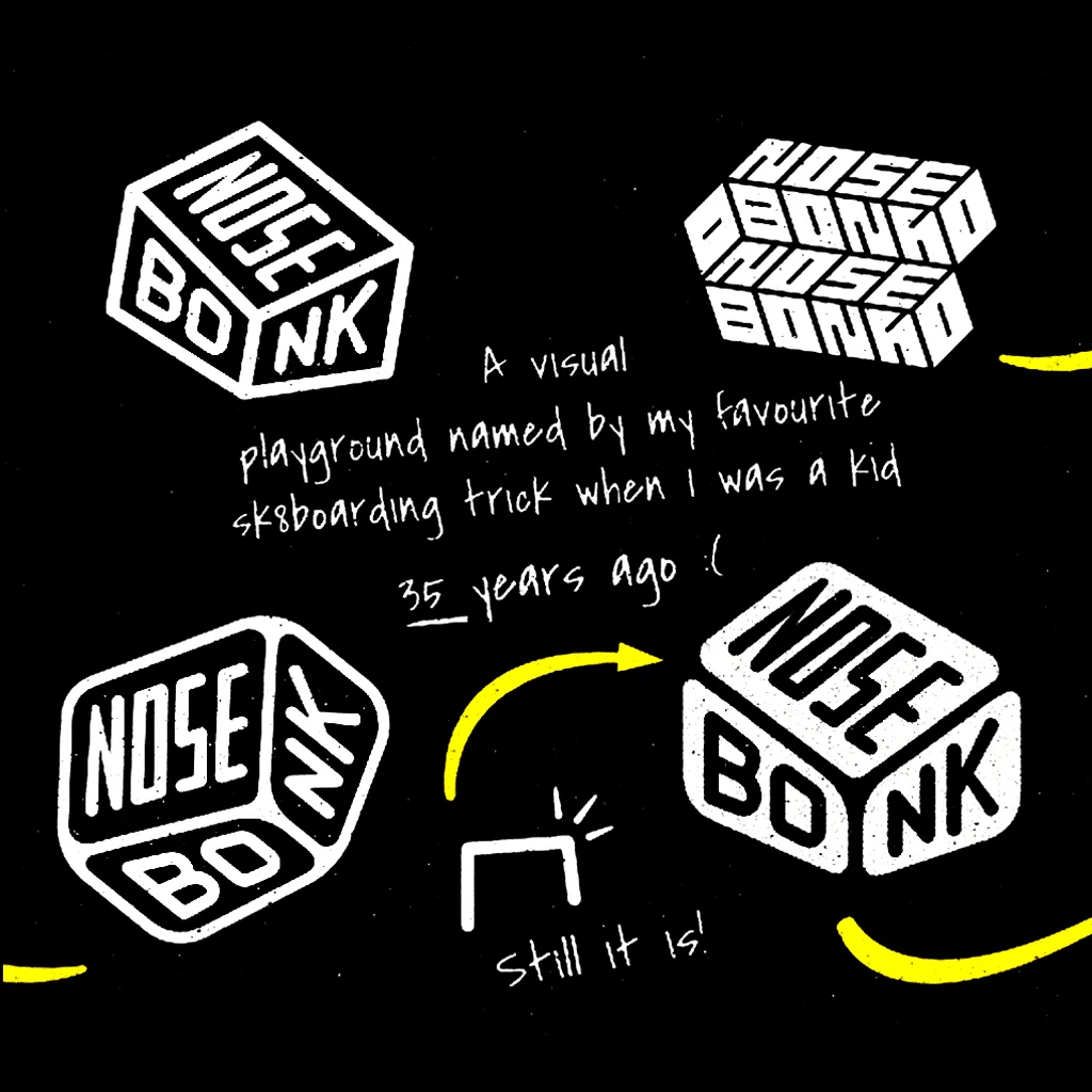 Nosebonk skate first logos exploration Independent skate art brand from Madrid blending skateboarding and graphic design – Nosebonk