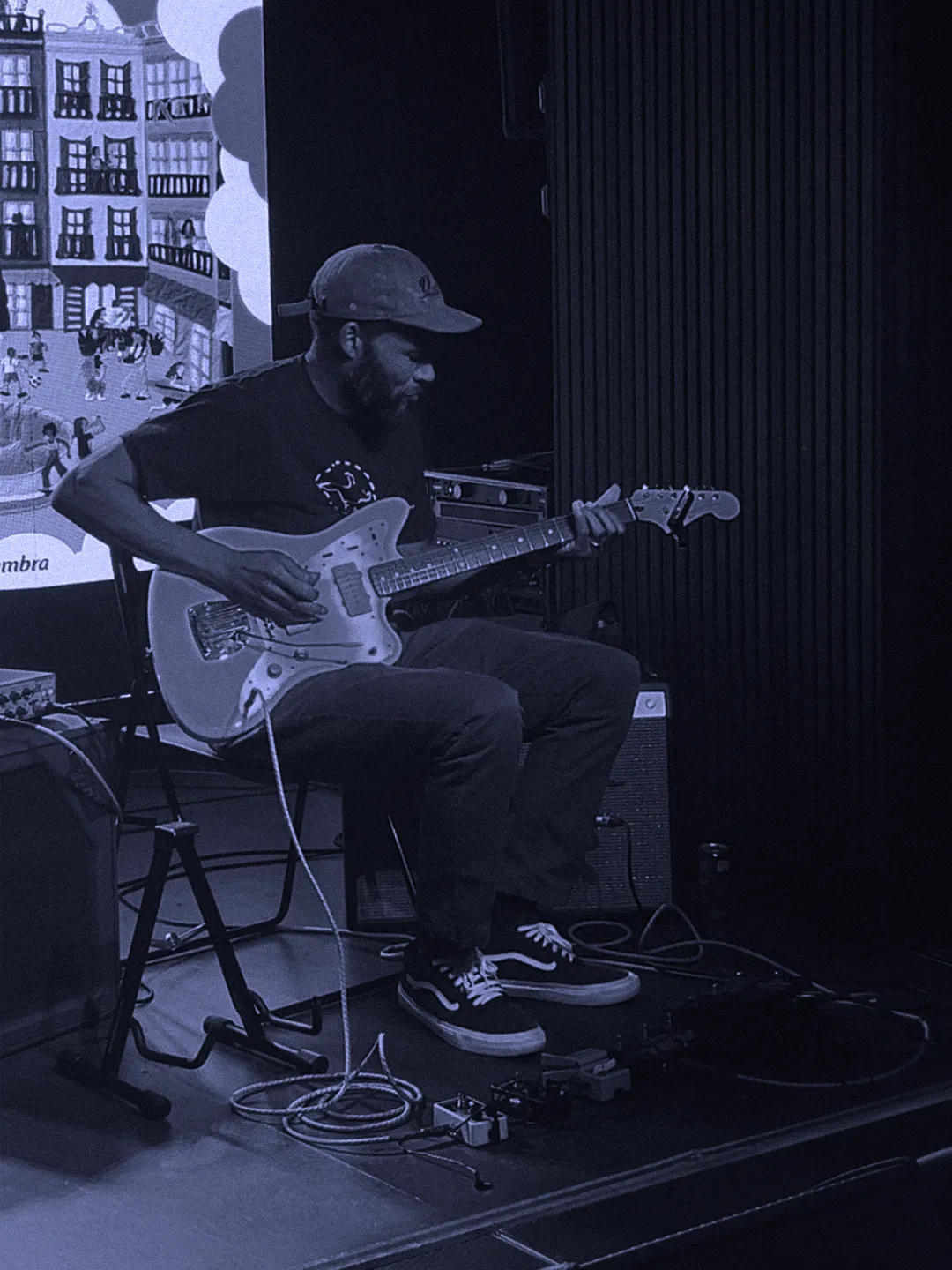 Ray Barbee playing live at El Sótano in Madrid during the Moments Festival — calm, flow and pure connection between skate and music.