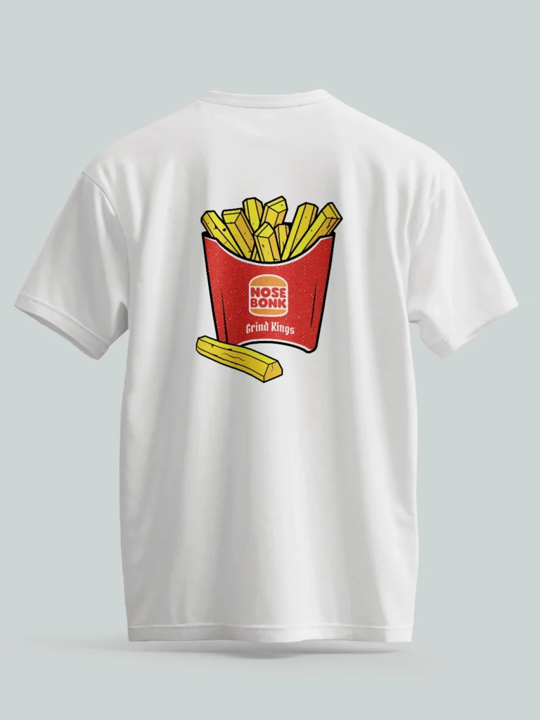 Grind Kings Skate Tee – nosebonk-back-1080x1440 Skate t-shirt worn by a model, back view showing the Grind Kings graphic inspired by skate curbs