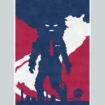 War art illustration showing smoke from industrial chimneys forming a powerful human figure — visual commentary on war, industry and hidden power