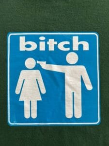 Bitch Skateboards — gender pictogram recontextualized as skateboard graphic design. International symbol language applied to skate culture social commentary