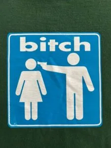 Bitch Skateboards — gender pictogram recontextualized as skateboard graphic design. International symbol language applied to skate culture social commentary