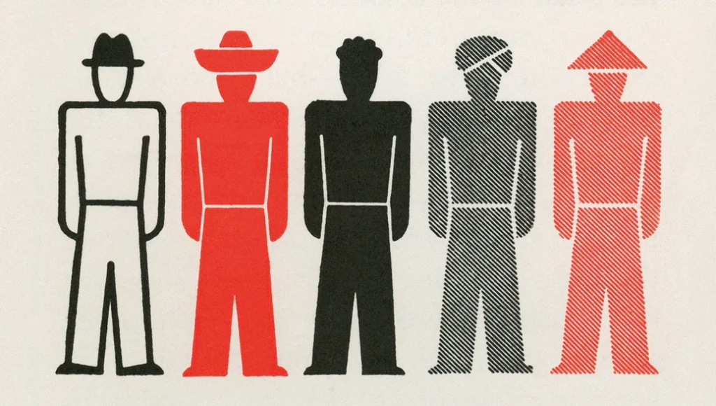 Otto Neurath International Picture Language — human figures in black and red representing different groups, London 1936